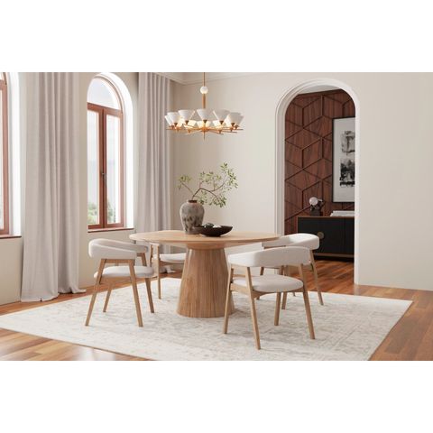 Homestock Eclectic Elegance Round Dining Table In Natural Finish - 59 ... pertaining to Manchester Dining Table, Natural